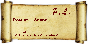 Preyer Lóránt névjegykártya